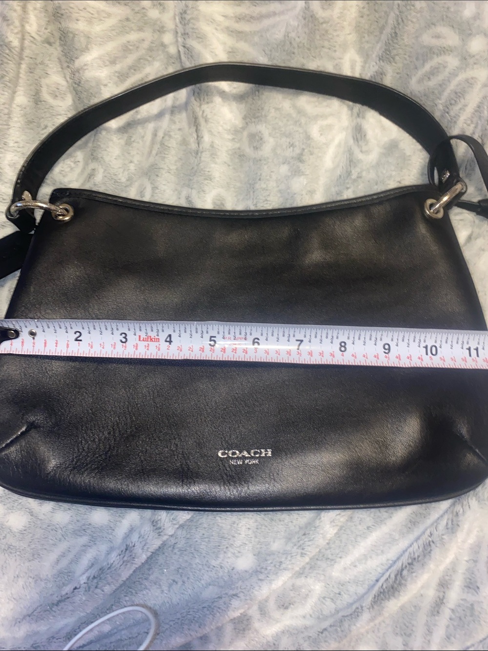 Coach Black Leather Shoulder Bag with Tassel Accent - Picture 11 of 13